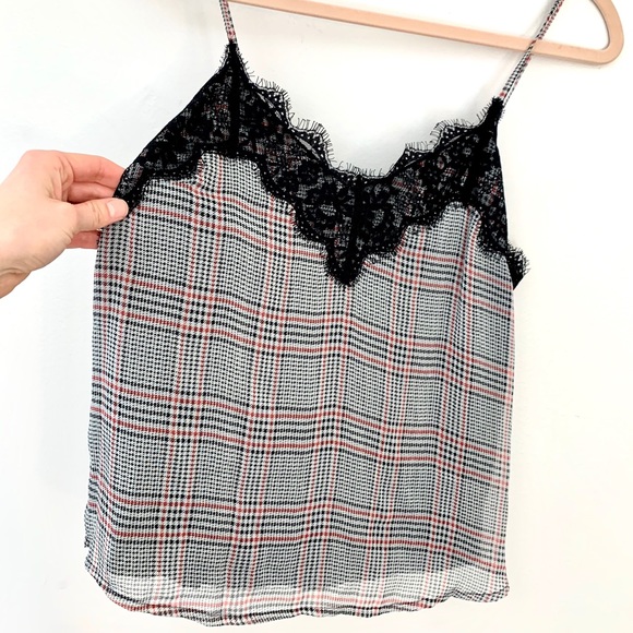 Abercrombie & Fitch Tops - Abercrombie & Fitch Black/Red Glen Plaid Lace Cami